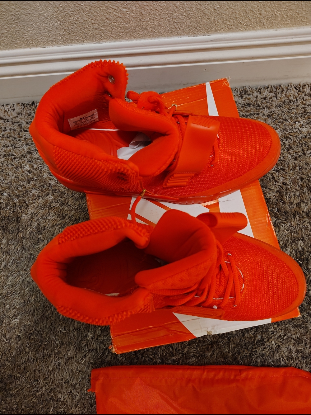 Yeezy Kanye West Nike All-Red High-Top Athletic Sneakers - Picture 5 of 6
